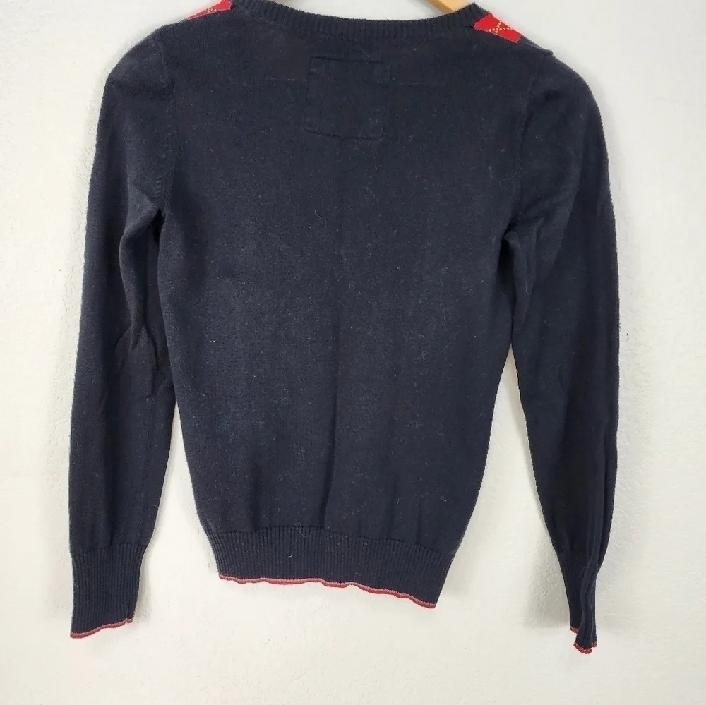 Justice Argyle Black Red White Girls Cardigan Sweater Size 14